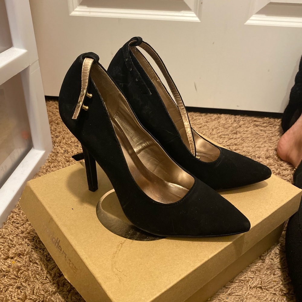 Charolette Russe Black pumps with ankle strap